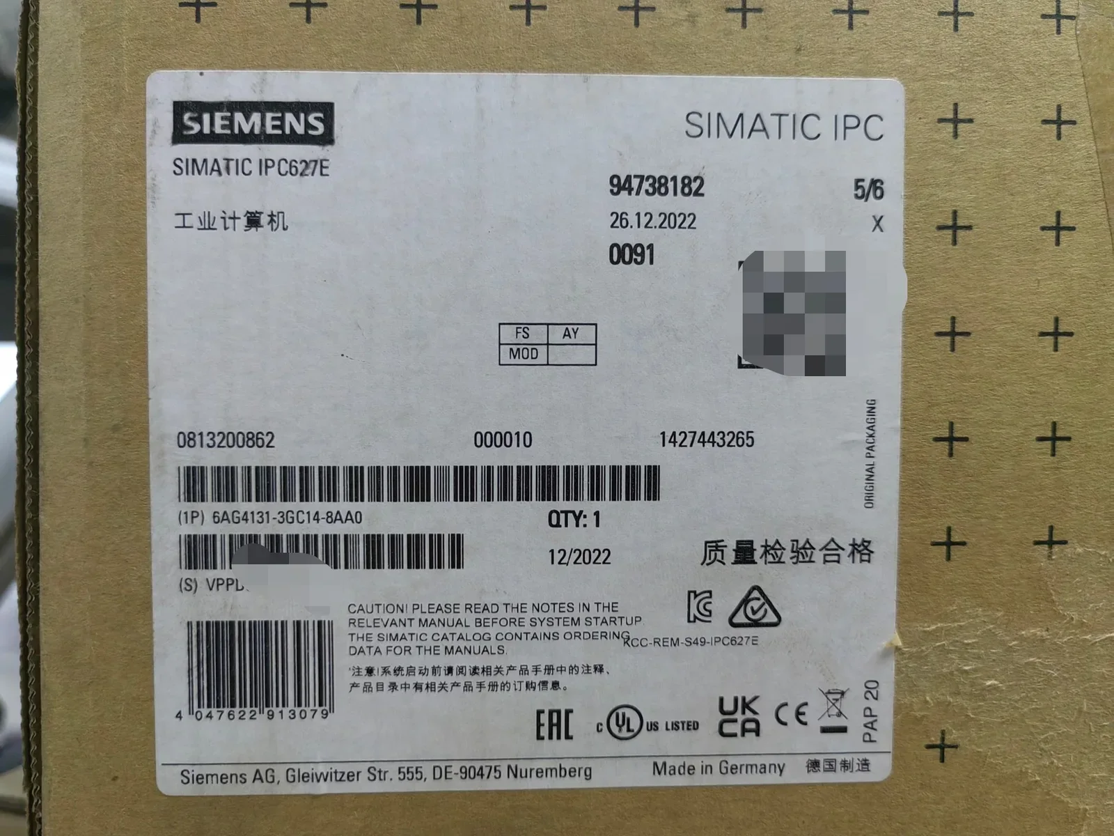 Siemens 6AG4131-3GC14-8AA0 Industrial Automation Component product photo 1
