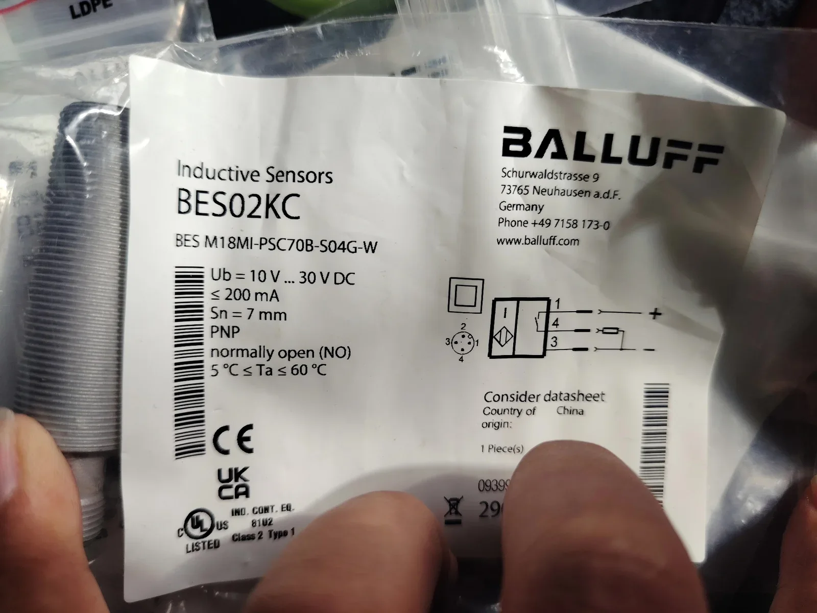 Balluff BES M08MG1-PSC20A-S04G-W Industrial Sensor product photo 1