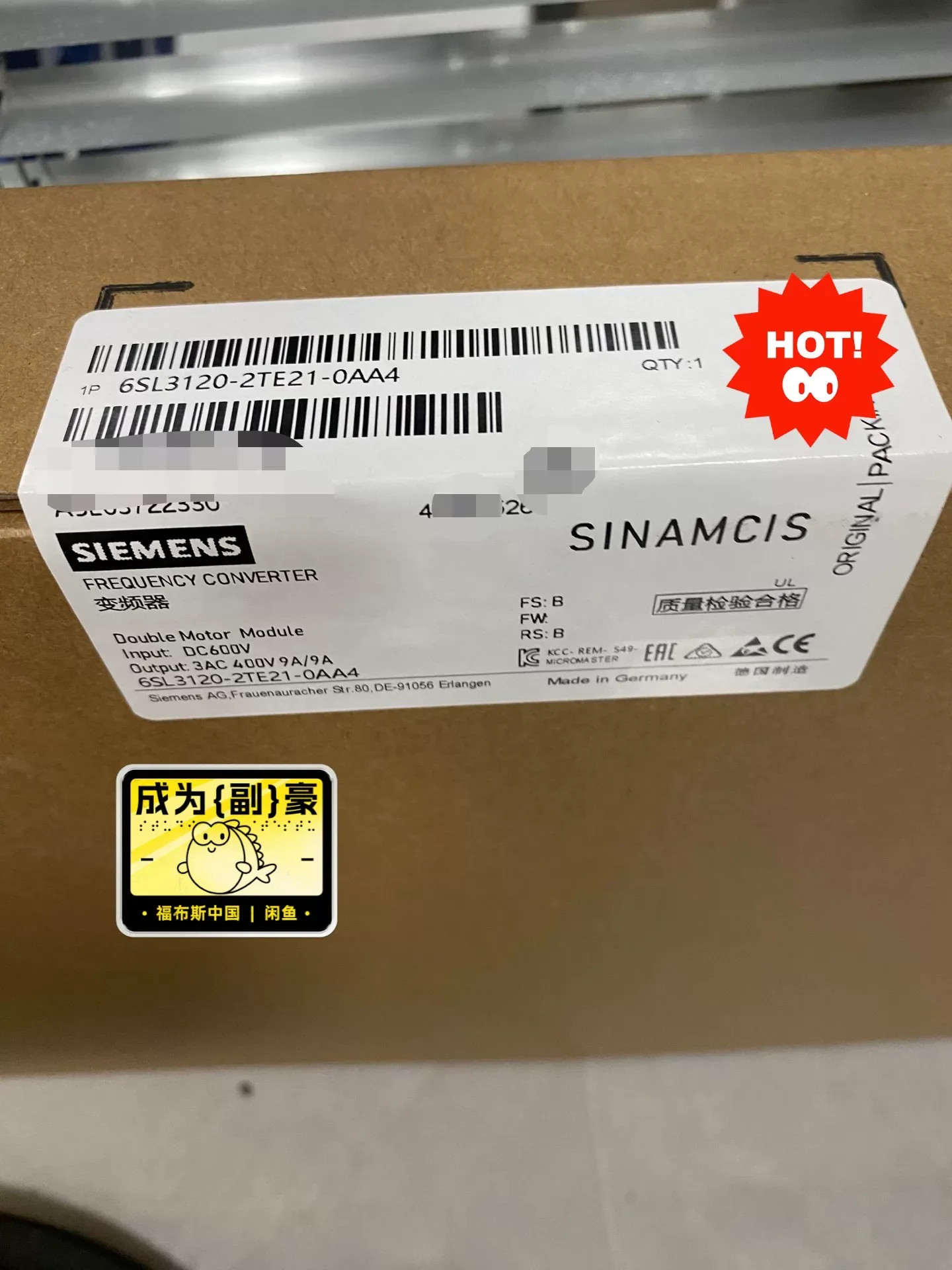 Siemens 6SL3120-2TE21-0AA4 Motor & Drive Component product photo 1