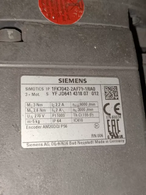 Siemens 1FK7042-2AF71-1RA0 Motor & Drive Component product photo 2