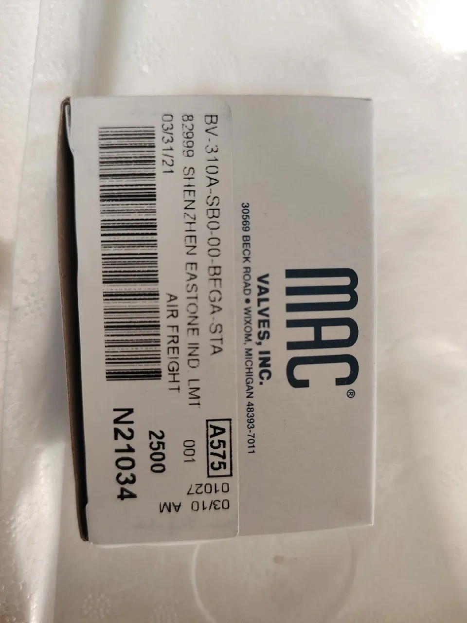 MAC Valves BV-310A-SB0-00-BEGA-STA Industrial Automation Component product photo 1
