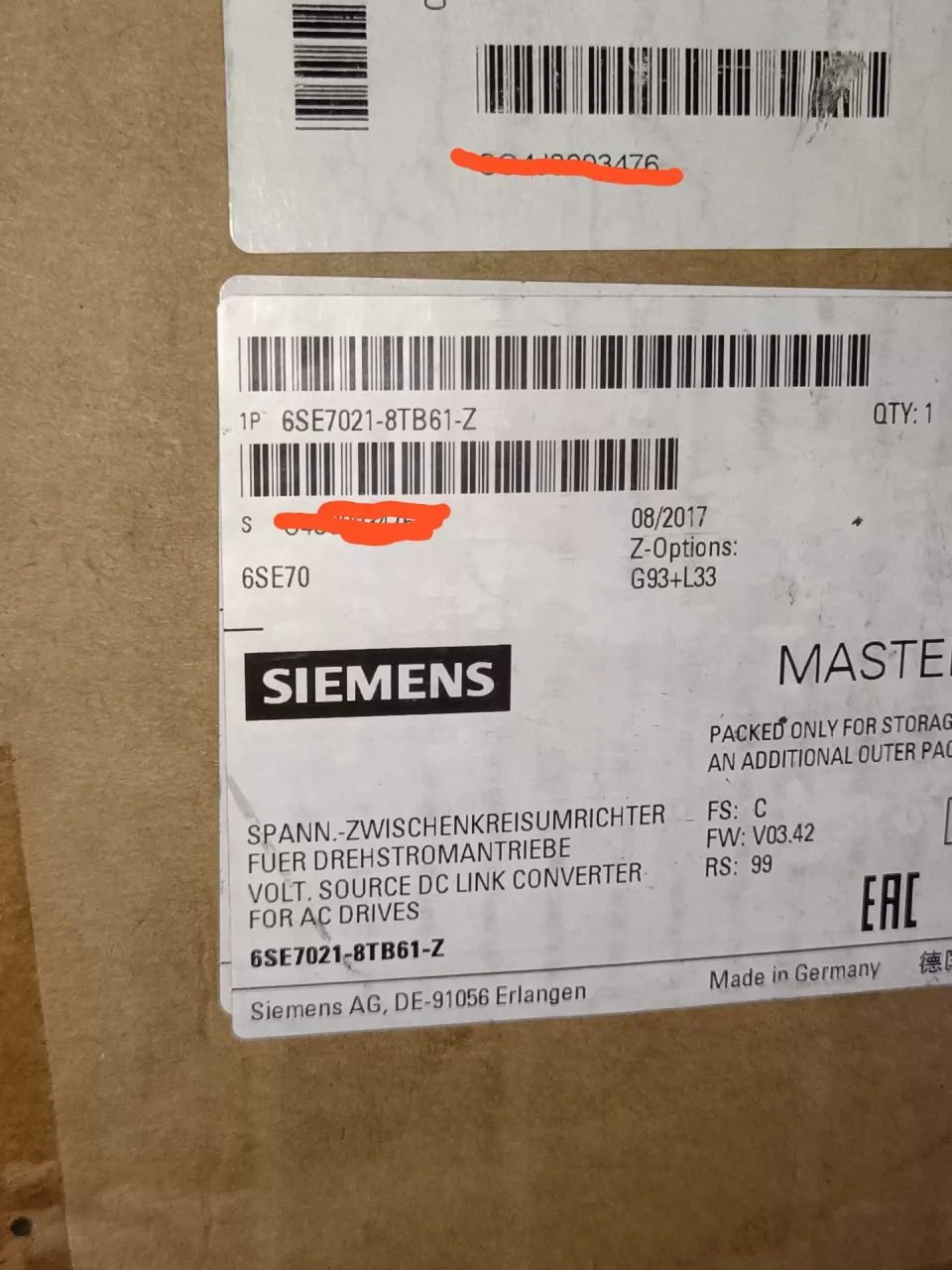 Siemens 6SE7021-8TB61-Z Motor & Drive Component product photo 1