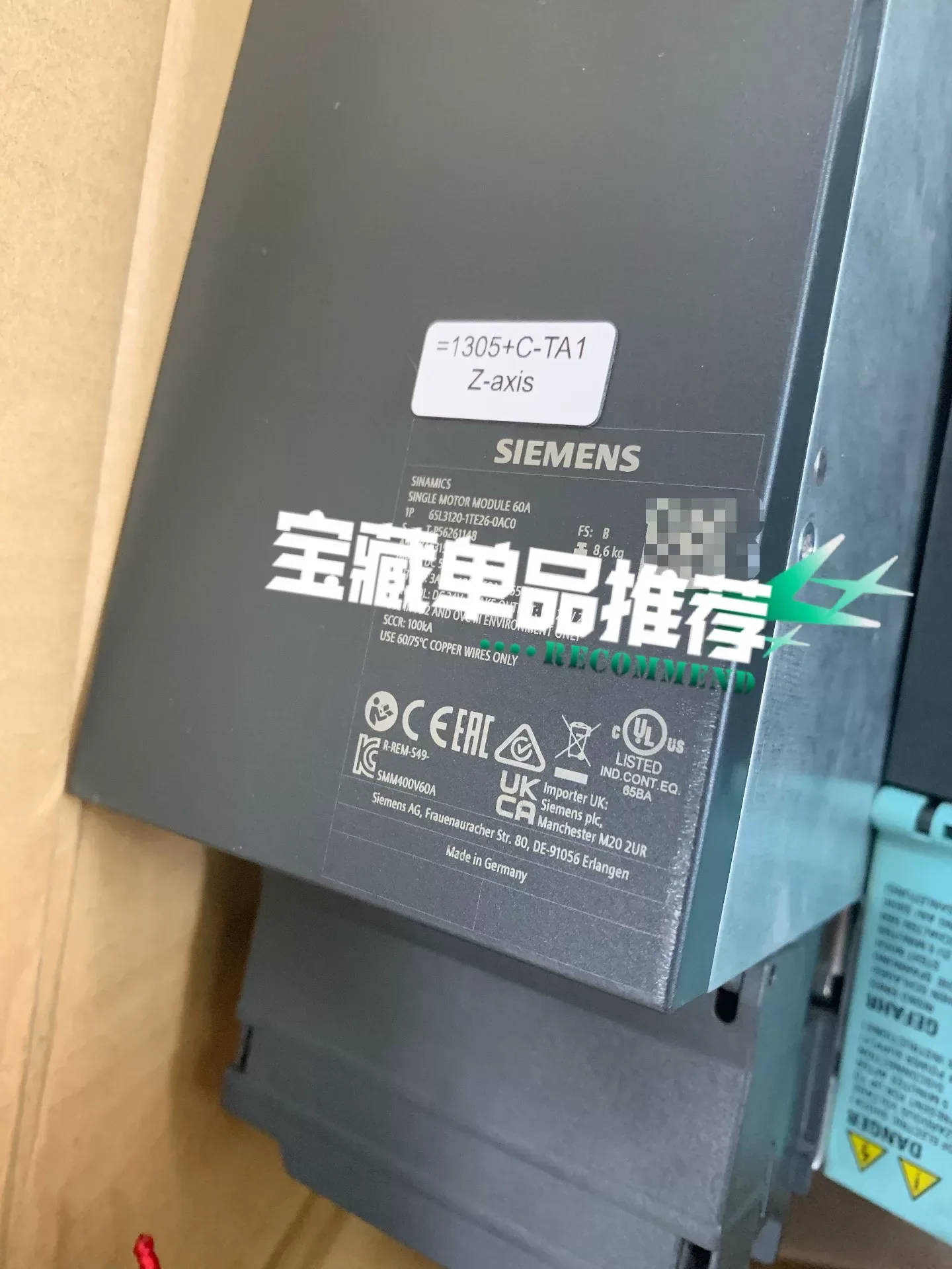 Siemens 6SL3120-1TE26-0AC0 Motor & Drive Component product photo 1