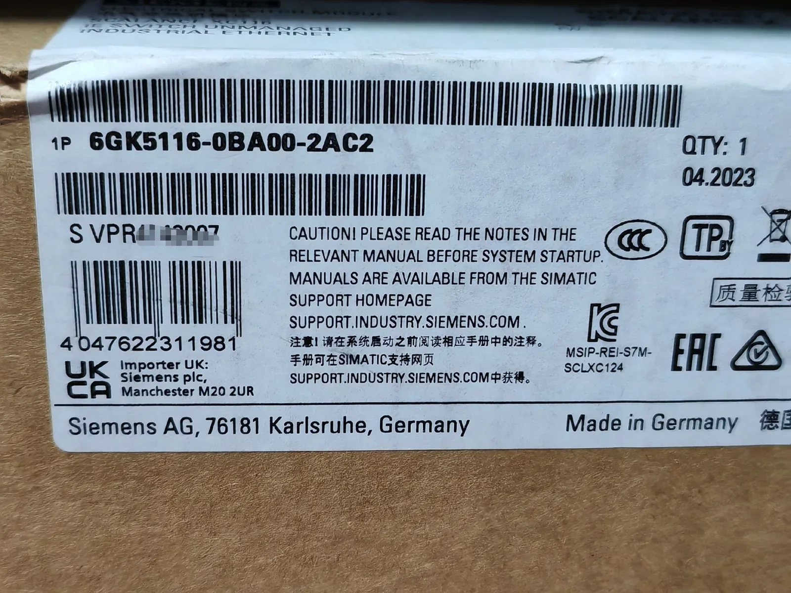Siemens 6GK5116-0BA00-2AC2 Industrial Sensor — product photo 1 of 9