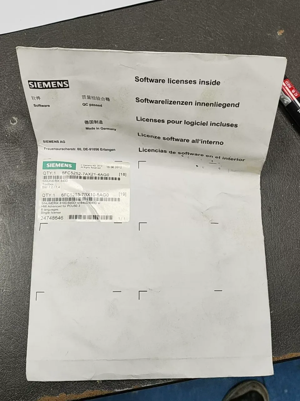 Siemens 6FC5252-7AX21-4AG0 / 6FC5253-7BX10-5AG0 Industrial Automation Component product photo 1
