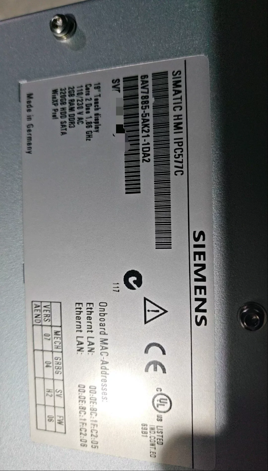Siemens 6AV7885-5AK21-1DA2 Industrial Automation Component product photo 1