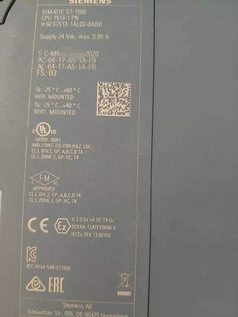 Siemens 6ES7513-1AL02-0AB0 Industrial Automation Component — product photo 13 of 16