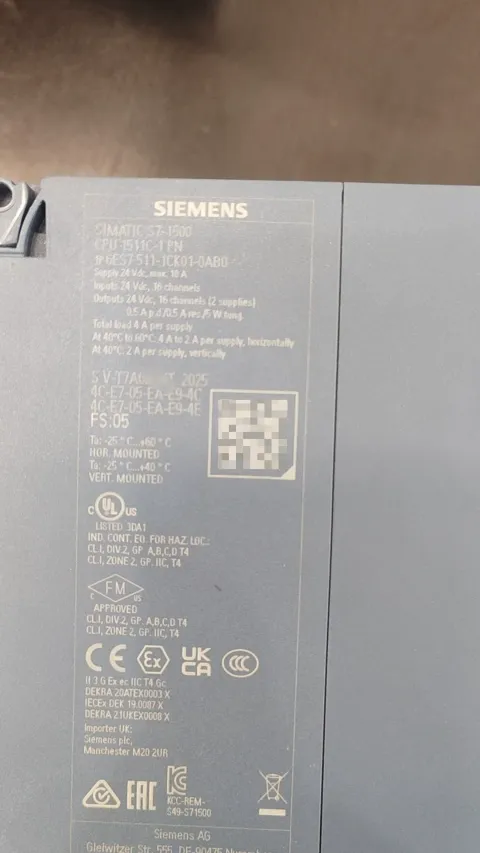 Siemens 6ES7 511-1CK01-0AB0 PLC Module — product photo 4 of 9