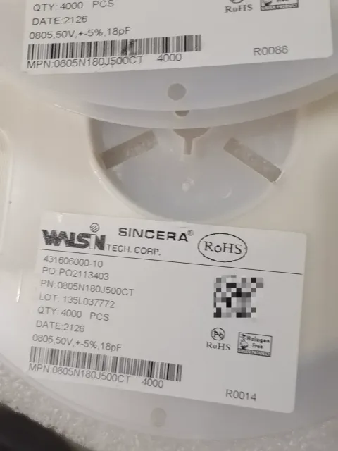 WALSIN/SINCERA 华新 0805N180J500CT Industrial Automation Component product photo 1