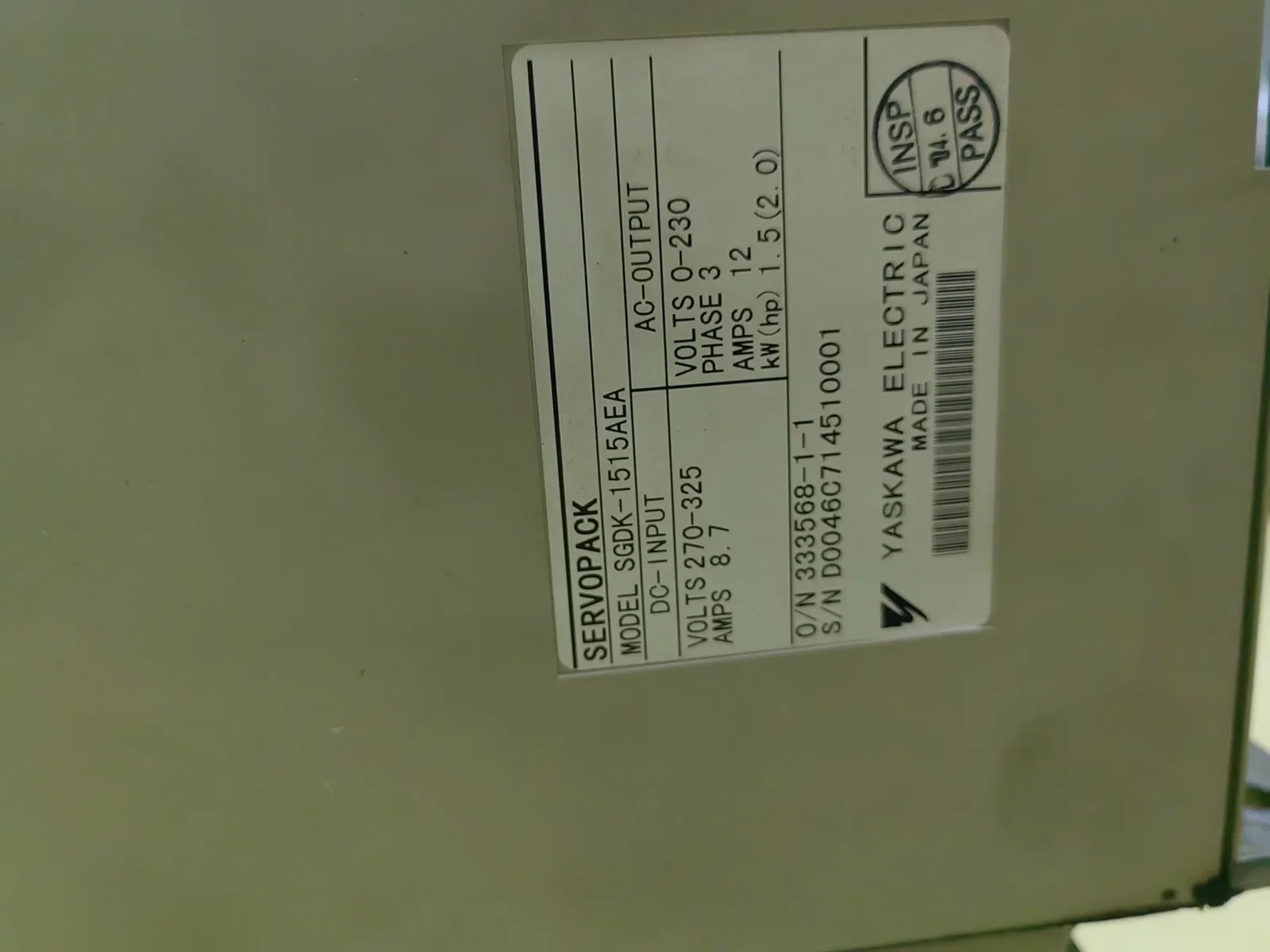 Yaskawa SGDK-1515AEA Motor & Drive Component product photo 1