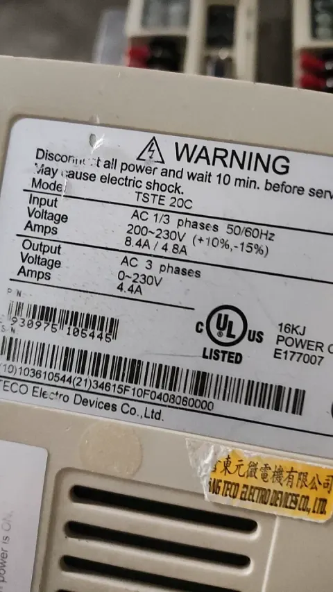 TECO TSTE-20C / JSDEP-15A / JSDEP-20A Motor & Drive Component product photo 2