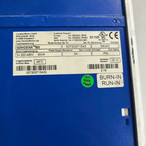 Kollmorgen / Danaher Motion SERVOSTAR 603 / S60300 Motor & Drive Component product photo 2