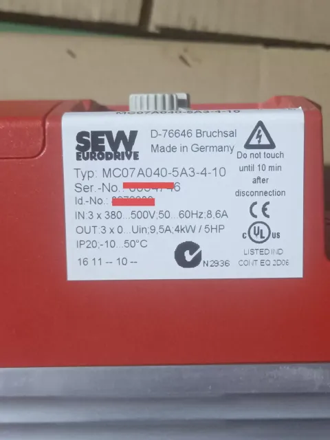 SEW-EURODRIVE MC07A040-5A3-4-10 Industrial Automation Component product photo 2