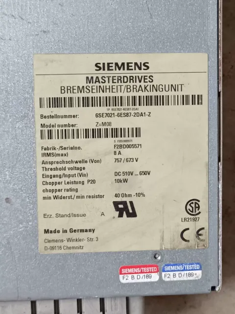 Siemens 6SE7021-6ES87-2DA1-Z Motor & Drive Component product photo 2
