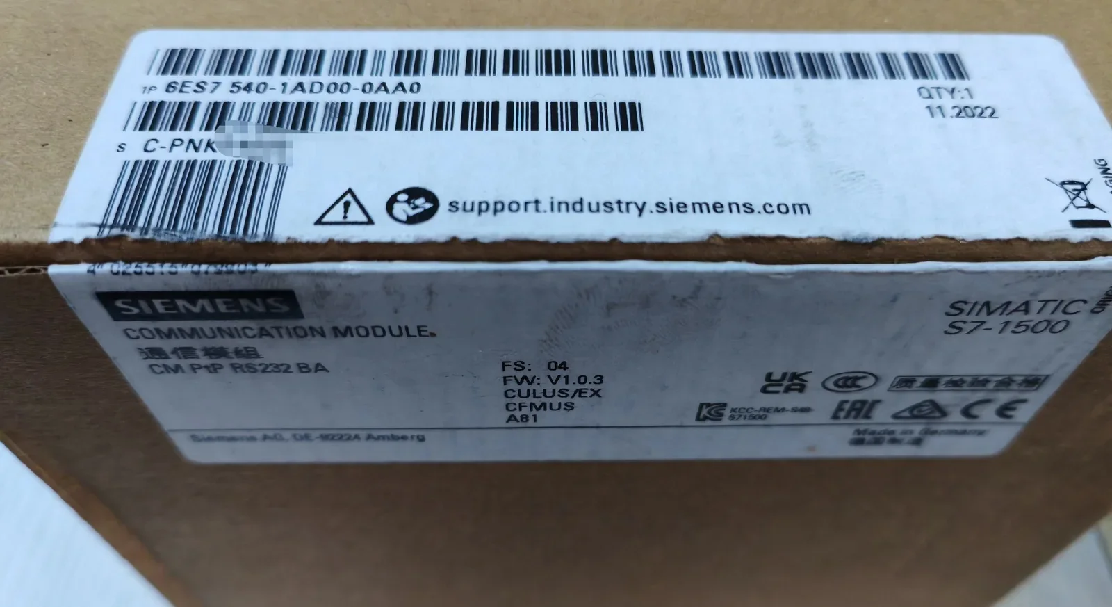 Siemens 6ES7540-1AD00-0AA0 Industrial Automation Component — product photo 1 of 18