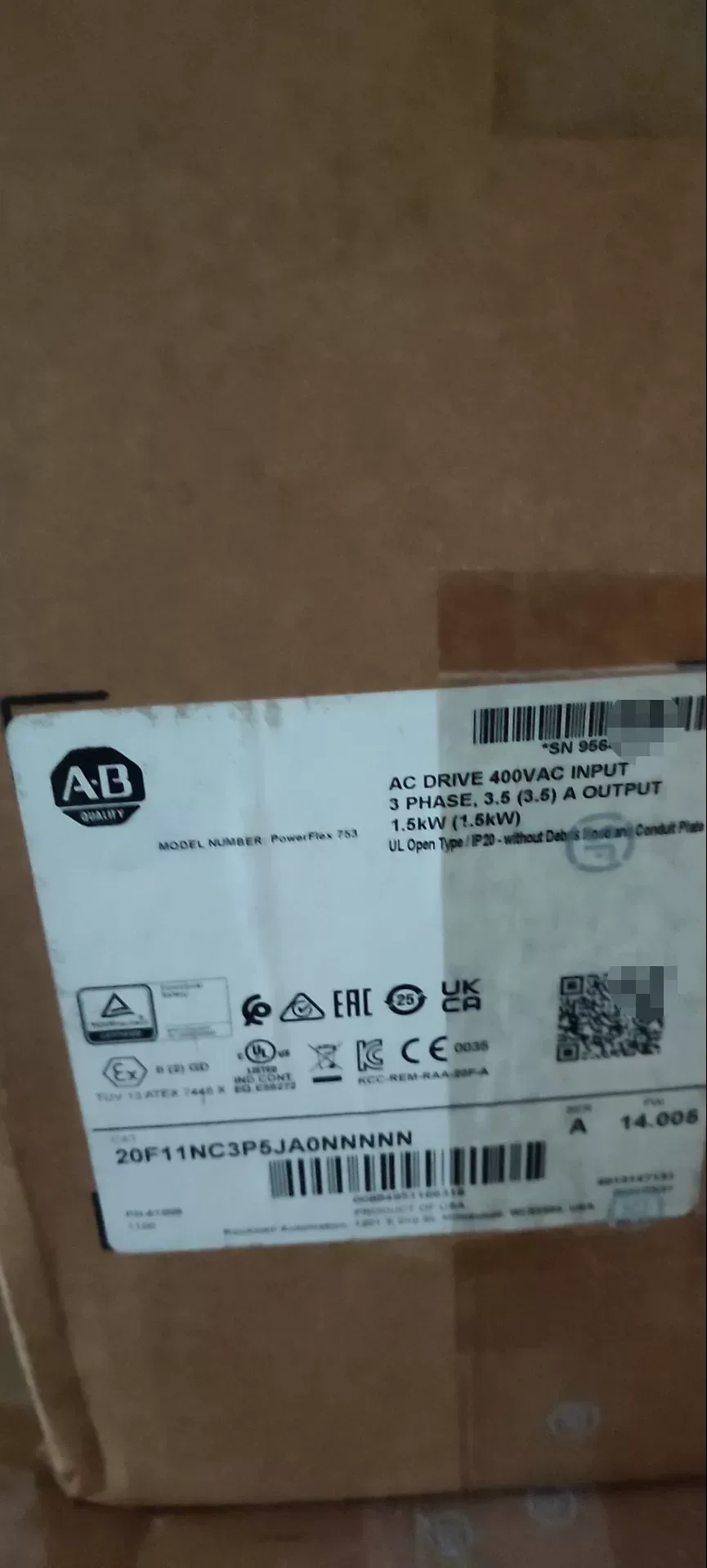 Unbranded Industrial 20F11NC3P5JA0NNNNN Series A Motor & Drive Component product photo 1