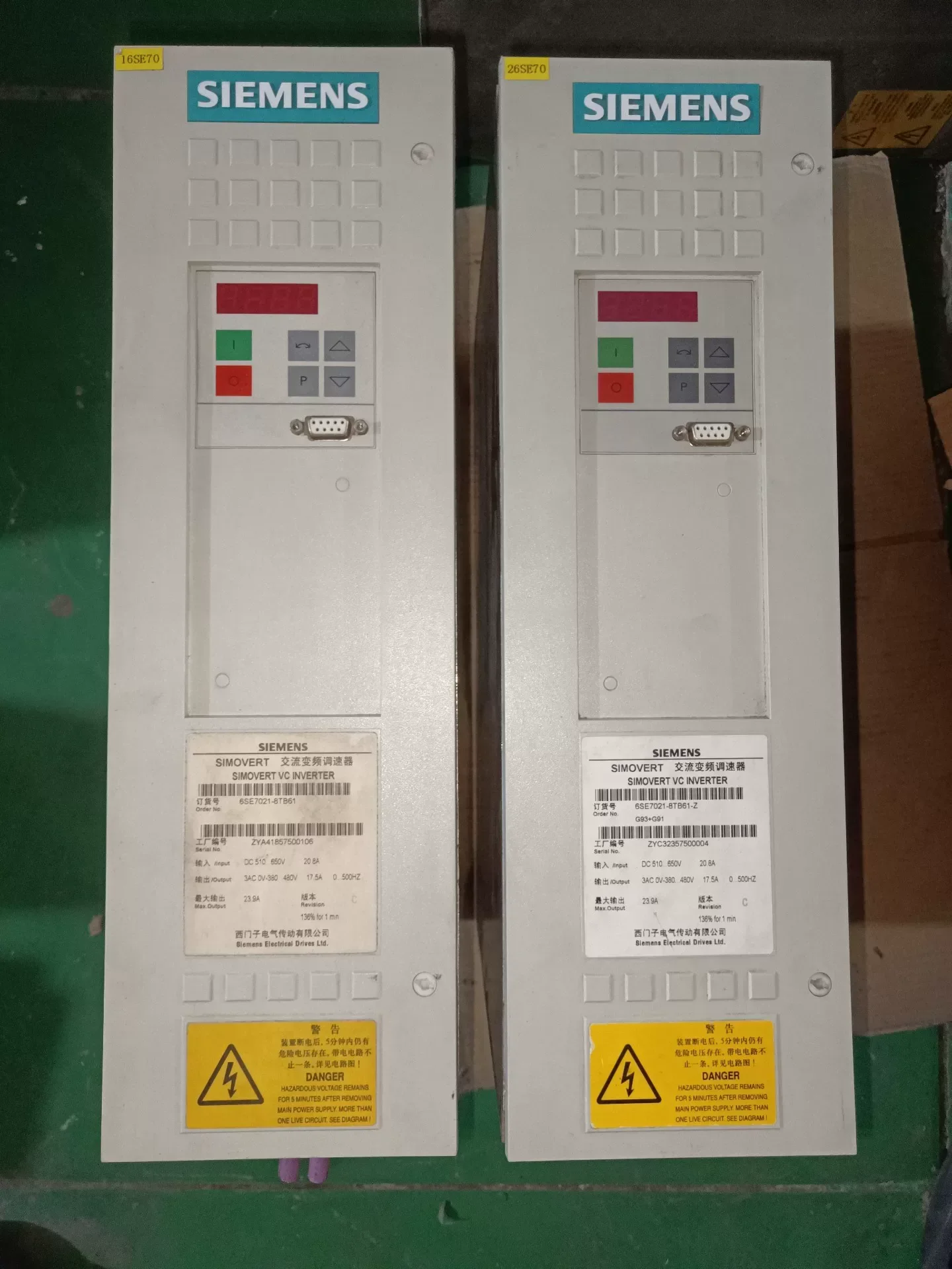 Siemens 6SE7021-8TB61 / 6SE7021-8TB61-Z G93+G91 Industrial Automation Component product photo 1