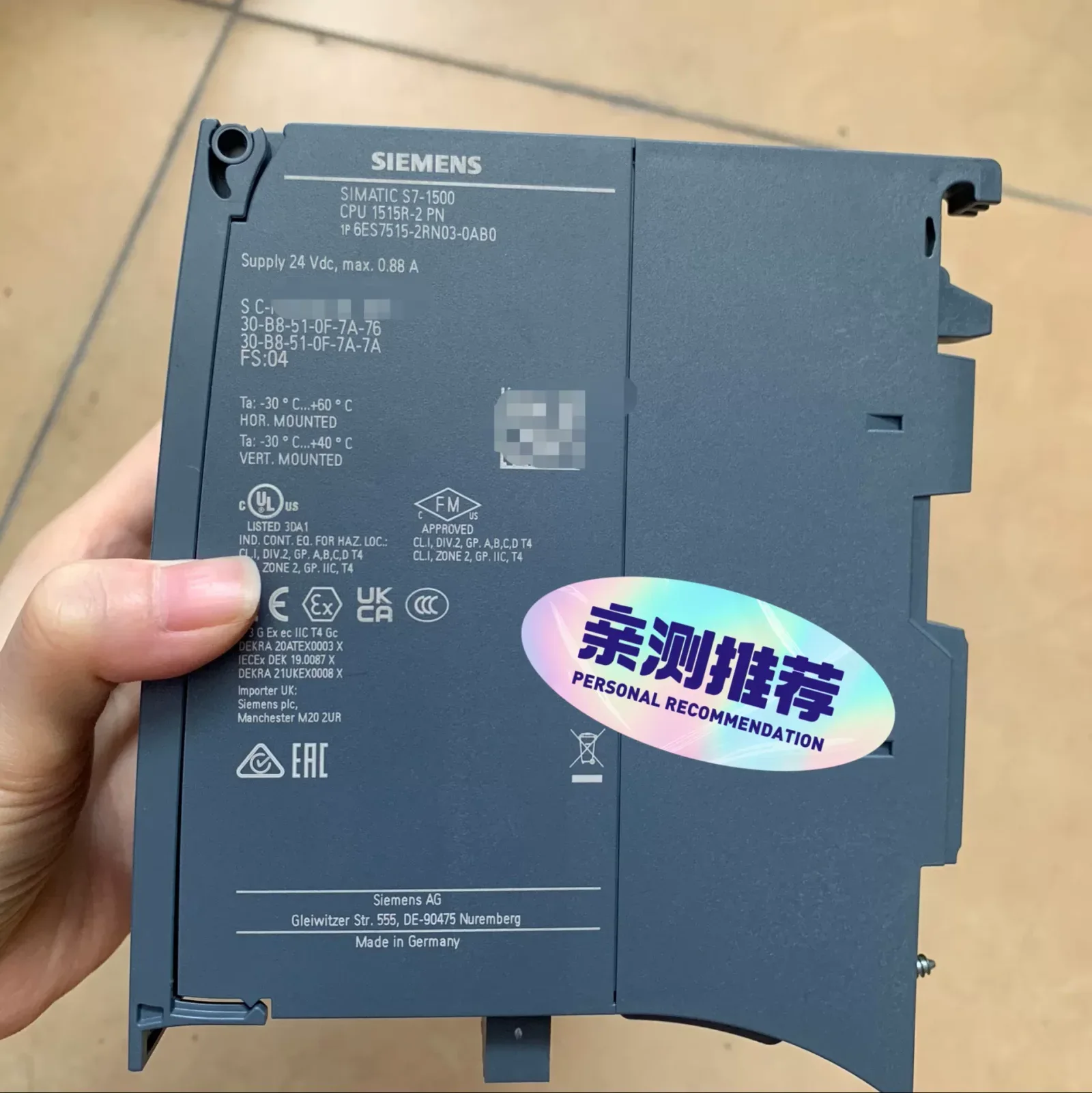 Siemens 6ES7515-2RN03-0AB0 Industrial Automation Component product photo 1