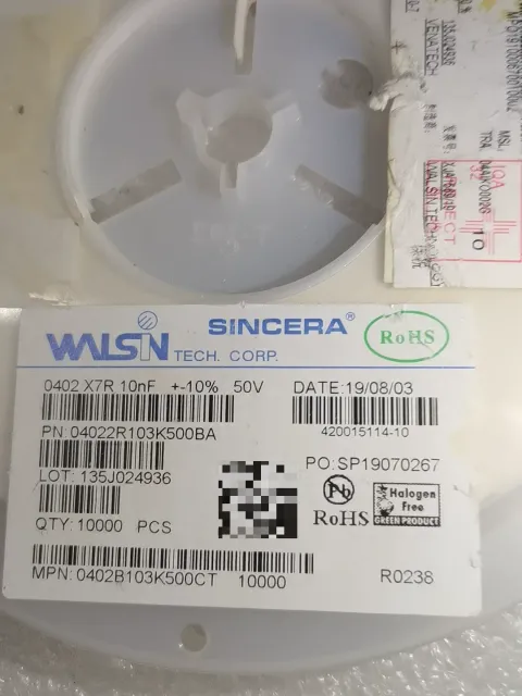 WLSIN / SINCERA 0402B103K500CT Industrial Automation Component product photo 2