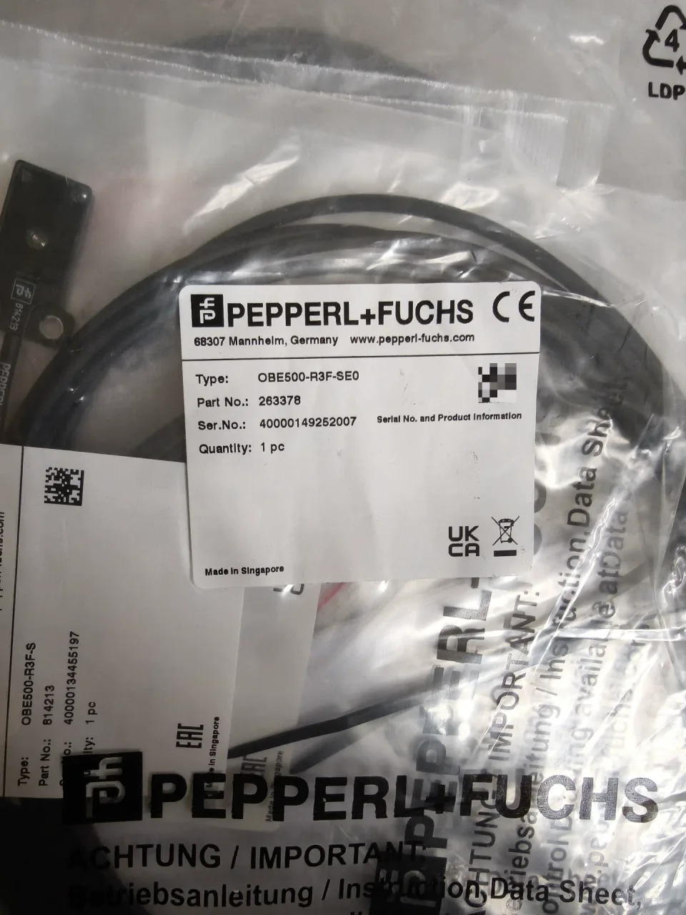 Pepperl+Fuchs OBE500-R3F-SE0 Industrial Sensor product photo 1