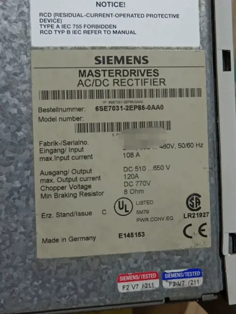 Siemens 6SE7031-2EP85-0AA0 Motor & Drive Component product photo 2