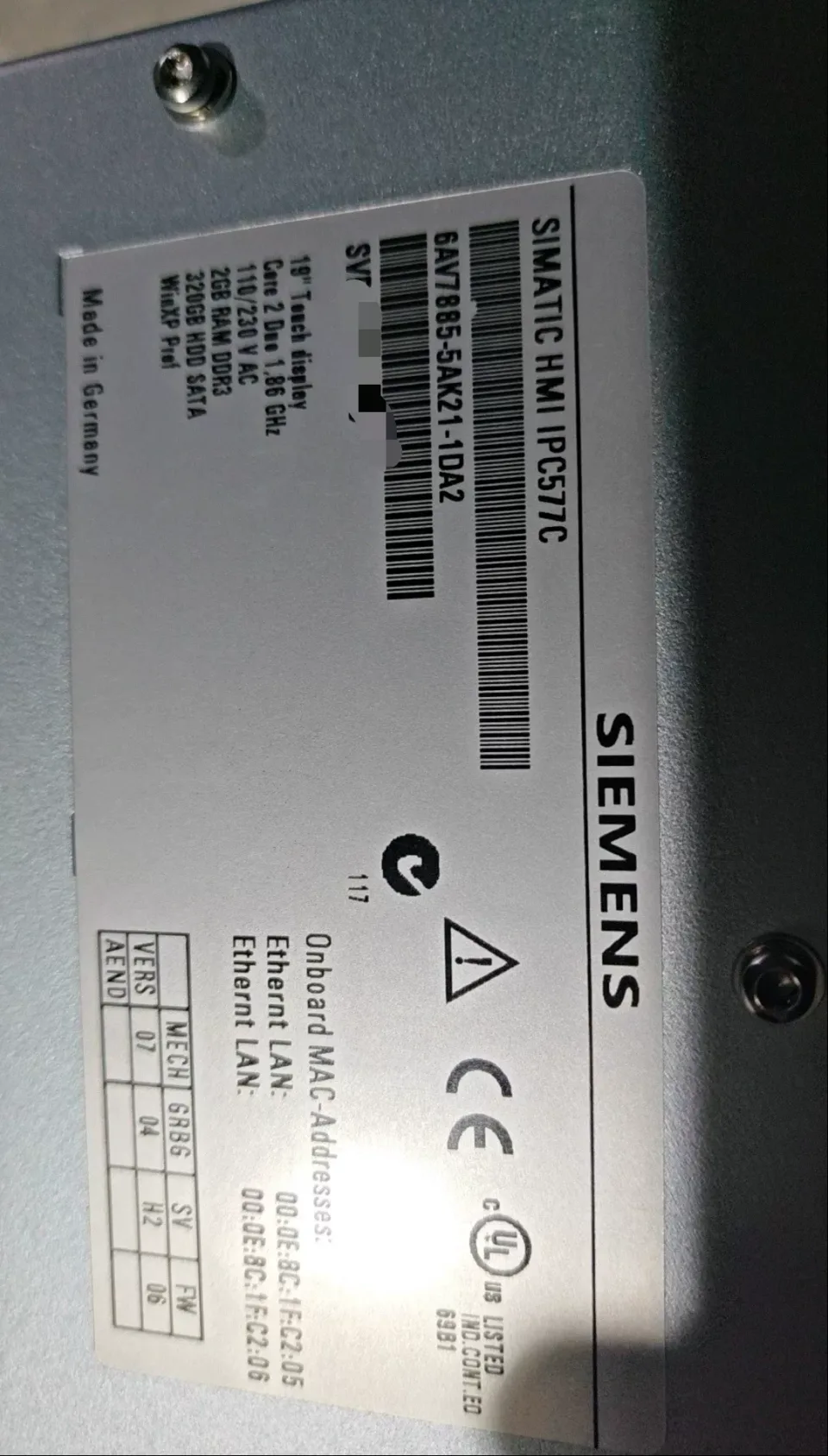 Siemens 6AV7885-5AK21-1DA2 Industrial Automation Component product photo 1