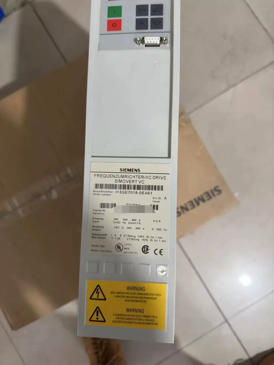 Siemens 6SE7018-0EA61 Motor & Drive Component product photo 1