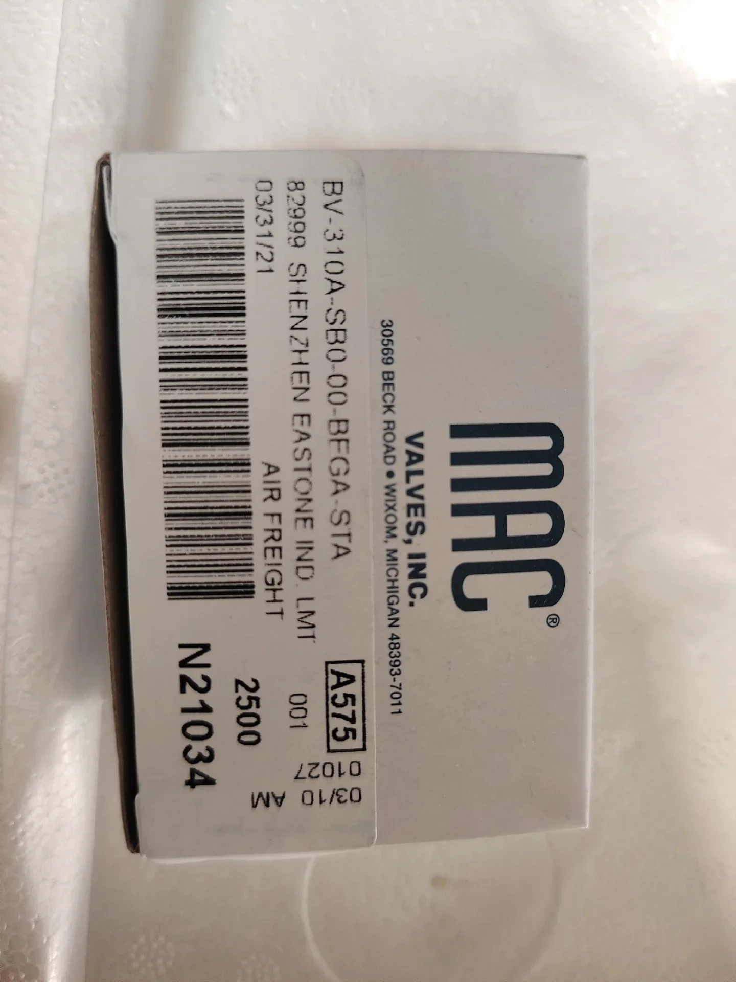 MAC Valves BV-310A-SB0-00-BEGA-STA Industrial Automation Component product photo 1
