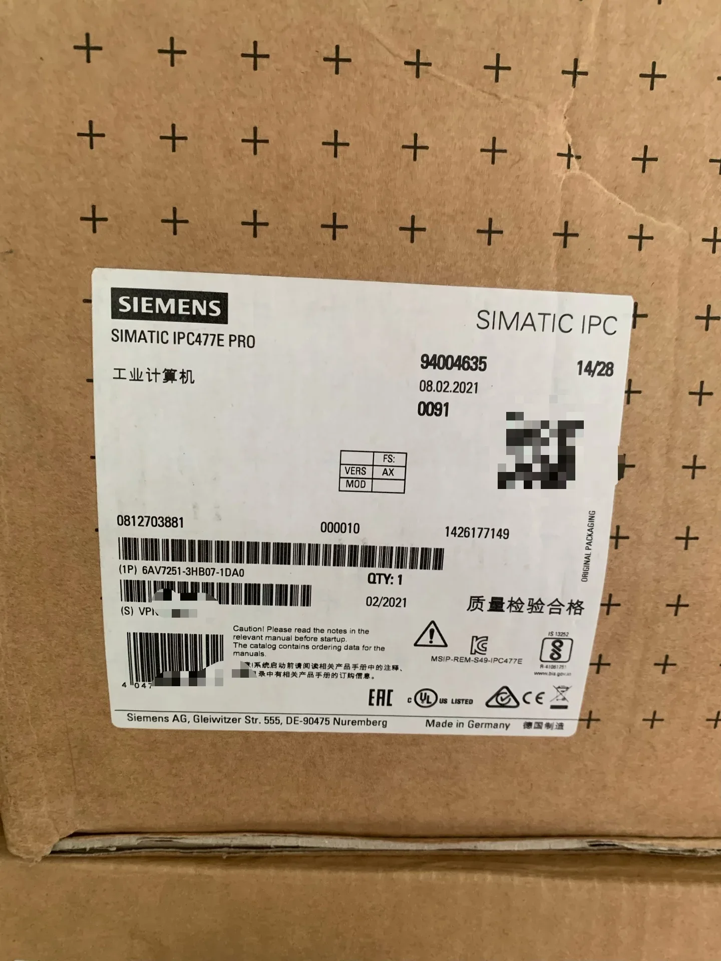 Siemens 6AV7251-3HB07-1DA0 Industrial Automation Component product photo 1