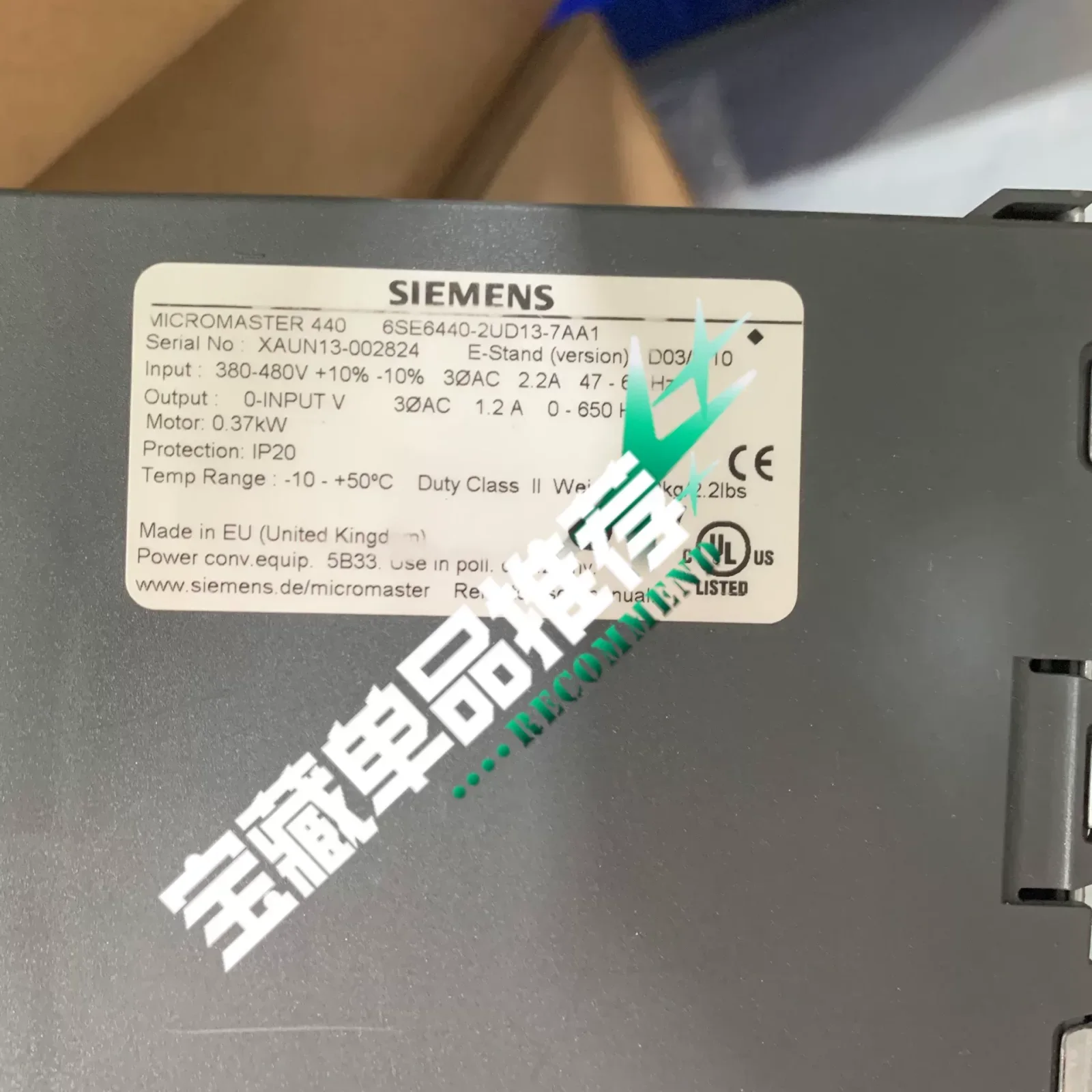 Siemens 6SE6440-2UD13-7AA1 Motor & Drive Component product photo 1