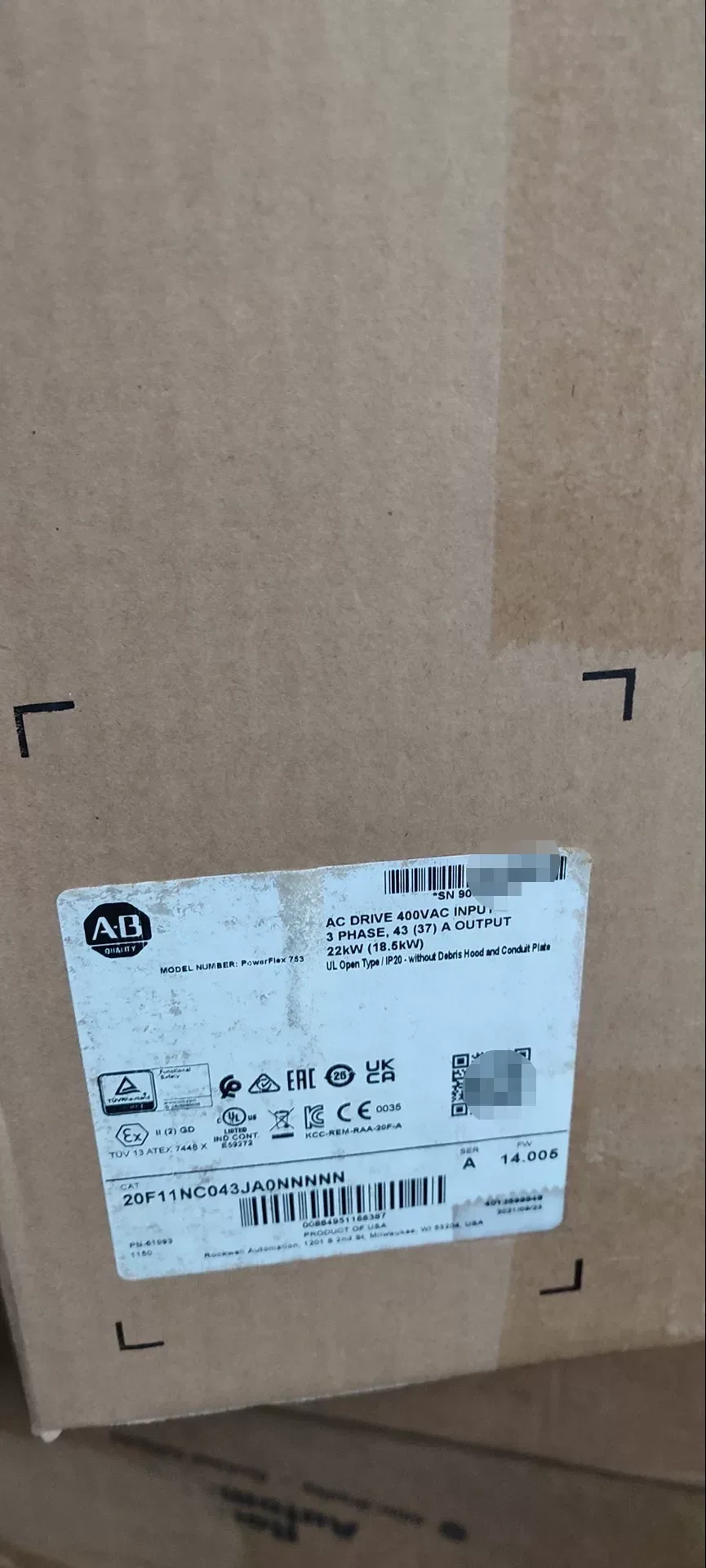 Allen-Bradley 20F11NC043JA0NNNNN Motor & Drive Component product photo 1