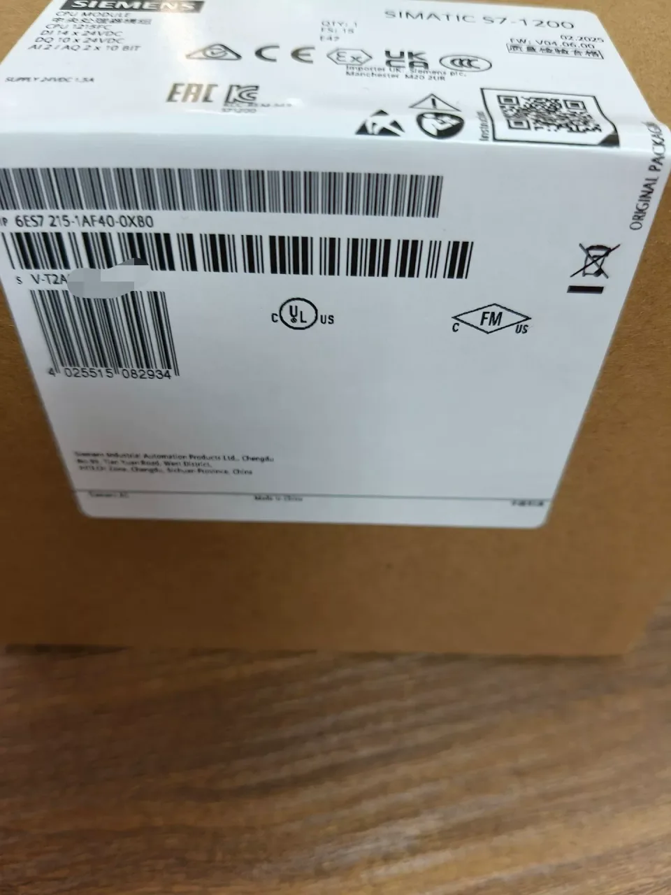 Siemens 6ES7 215-1AF40-0XB0 Industrial Automation Component product photo 1