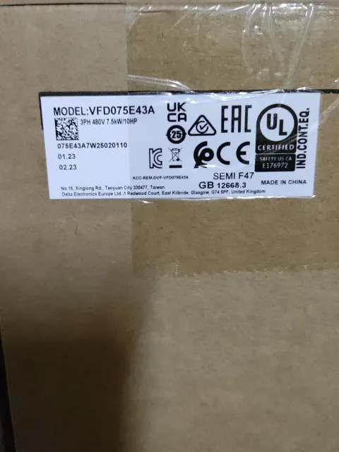 Delta VFD075E43A Motor & Drive Component — product photo 4 of 4