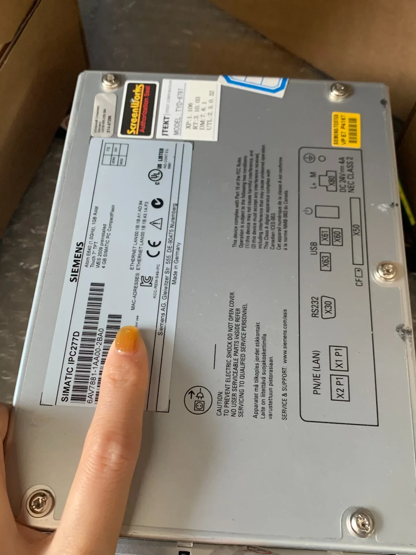 Siemens 6AV7881-1AA00-2BA0 Industrial Automation Component product photo 1