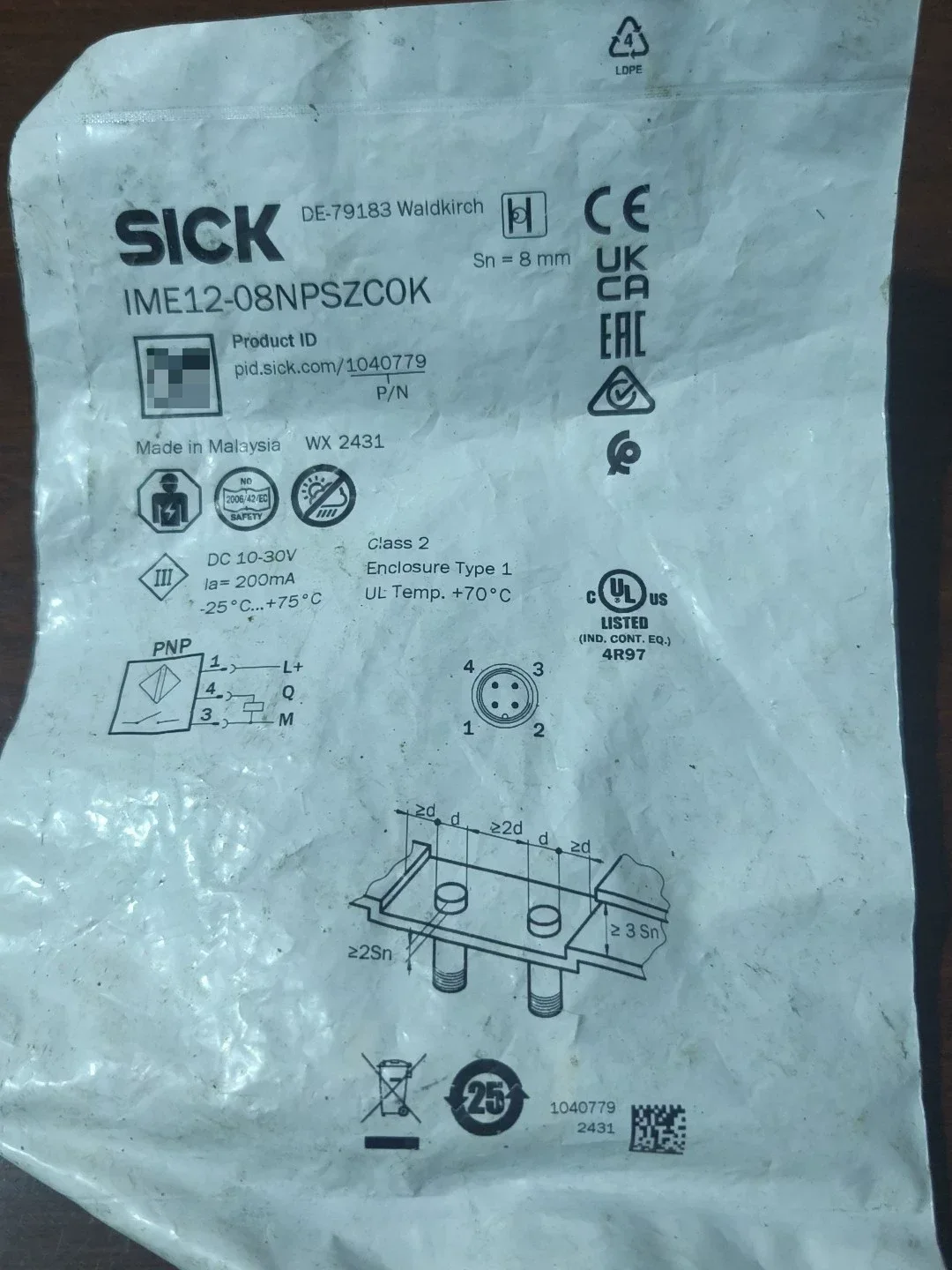 SICK IME12-08NPSZC0K Industrial Sensor product photo 1