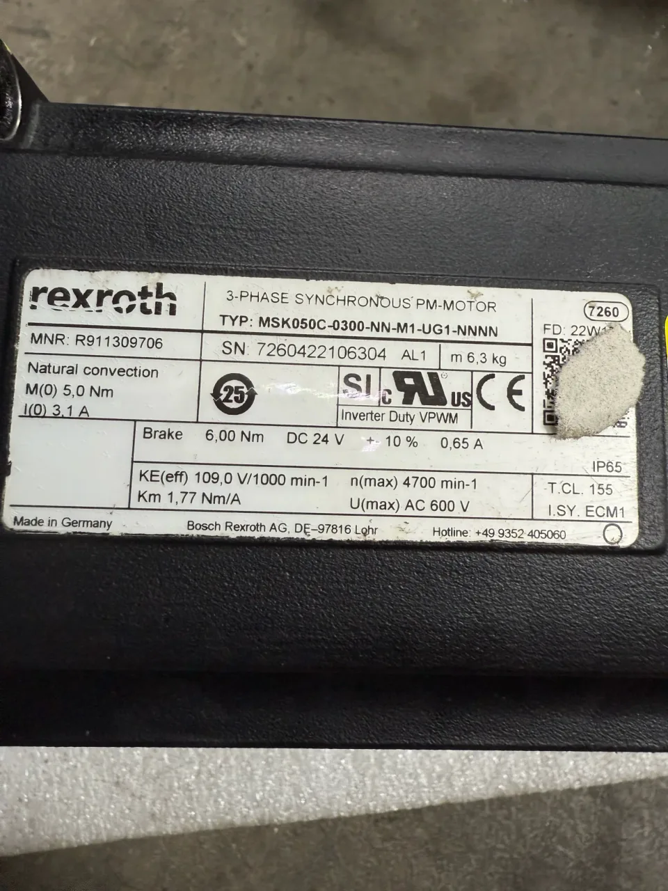 Bosch Rexroth MSK050C-0300-NN-M1-UG1-NNNN Motor & Drive Component product photo 1