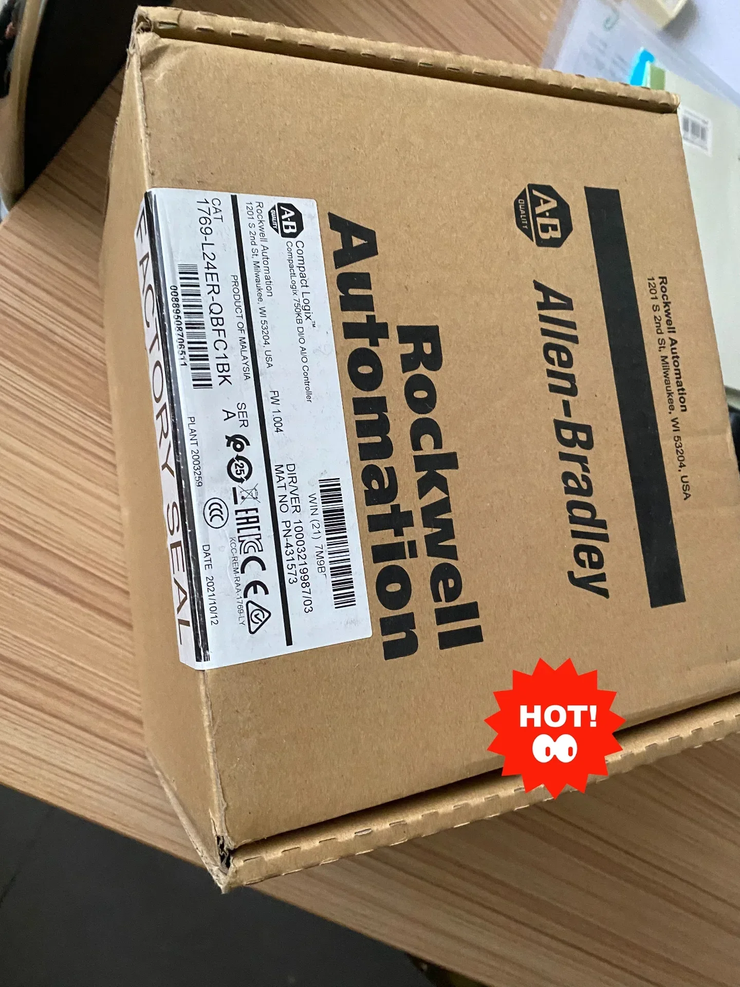 Allen-Bradley 1769-L24ER-QBFC1BK PLC Module product photo 1