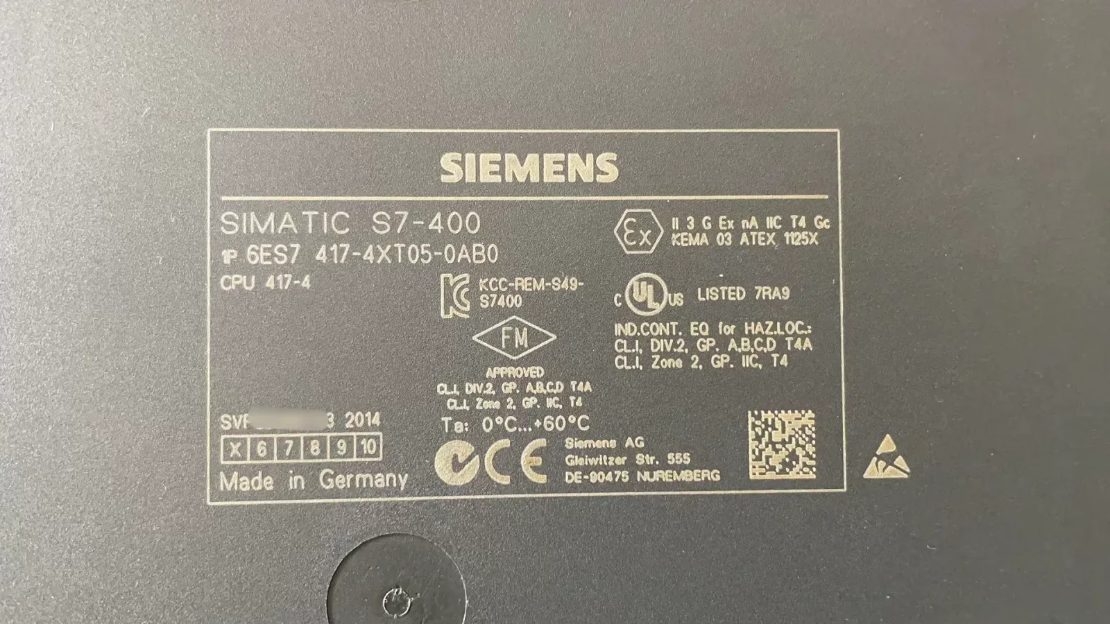 Siemens 6ES7417-4XT05-0AB0 Industrial Automation Component product photo 1