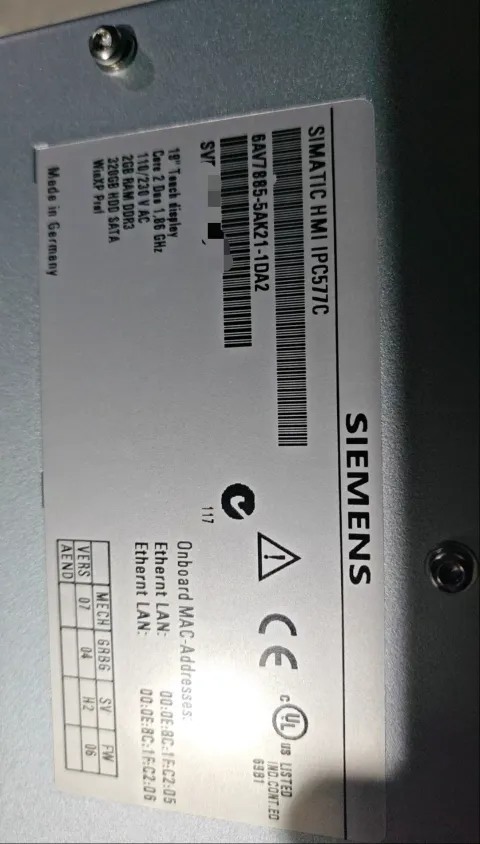Siemens 6AV7885-5AK21-1DA2 Industrial Automation Component product photo 1