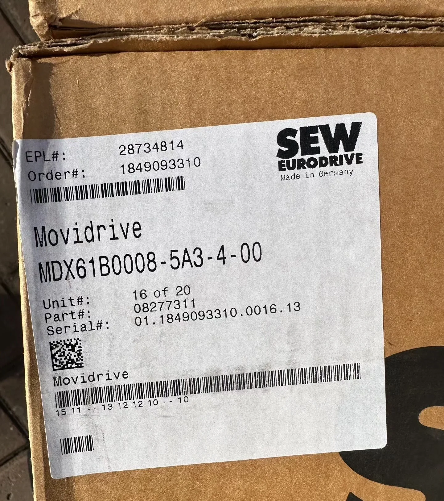SEW-EURODRIVE MDX61B0008-5A3-4-00 Motor & Drive Component — product photo 1 of 3