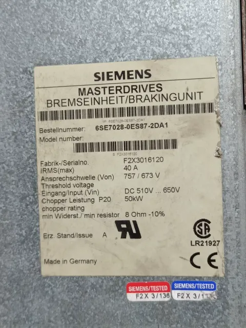 Siemens 6SE7028-0ES87-2DA1 / 6SE7018-0ES87-2DA1 Motor & Drive Component product photo 2