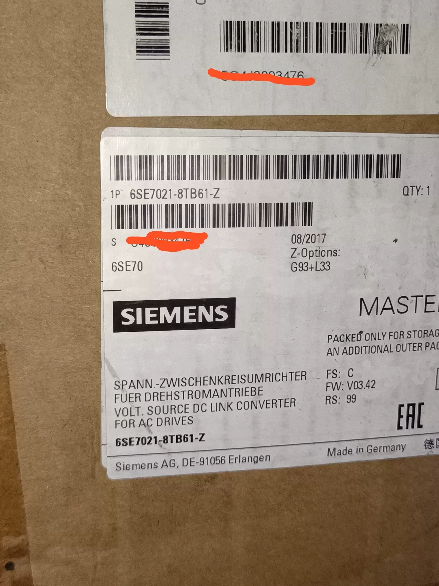 Siemens 6SE7021-8TB61-Z Motor & Drive Component product photo 1
