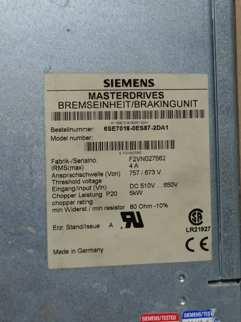 Siemens 6SE7028-0ES87-2DA1 / 6SE7018-0ES87-2DA1 Motor & Drive Component product photo 3