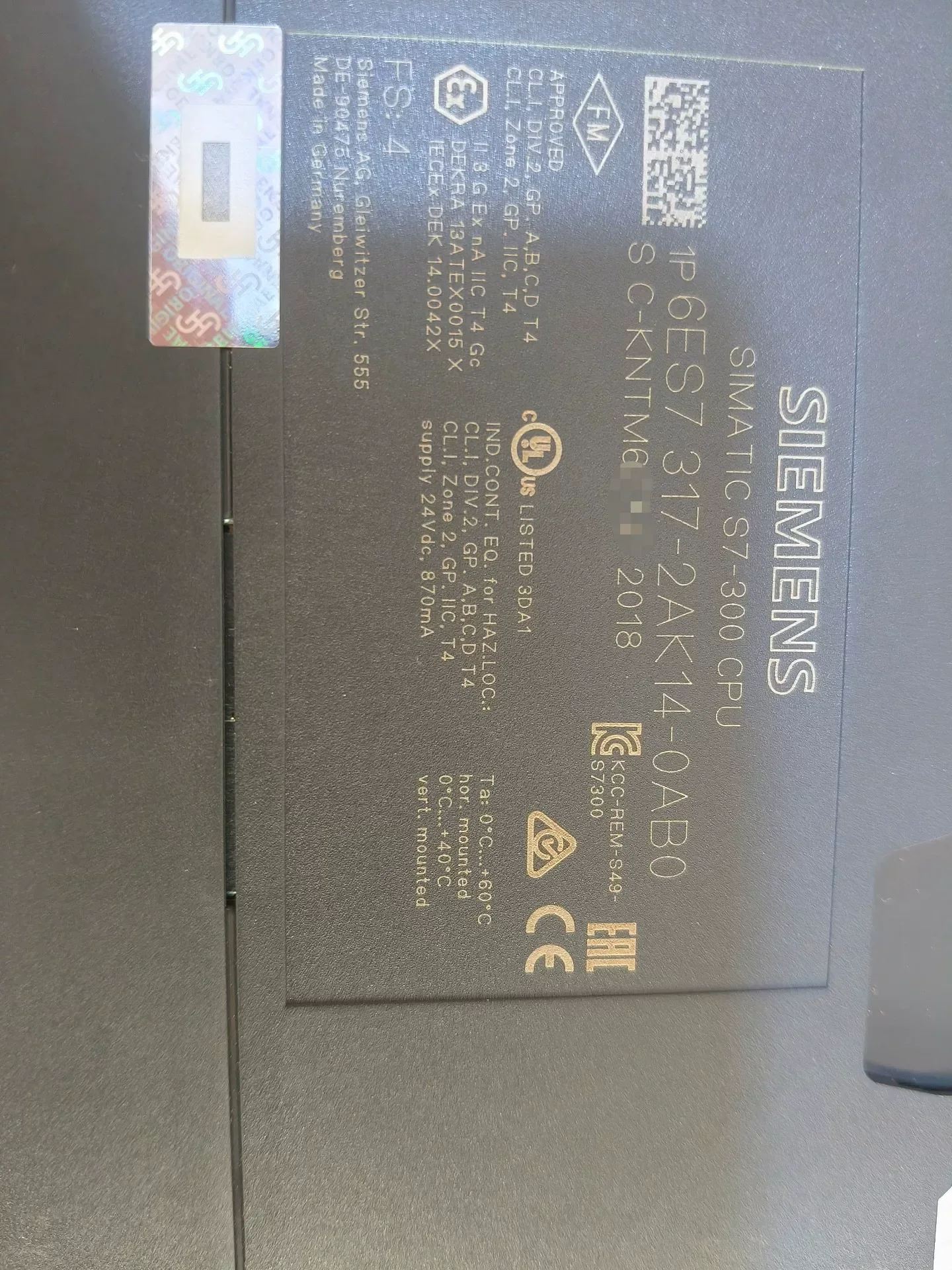Siemens 6ES7 317-2AK14-0AB0 Industrial Automation Component product photo 1